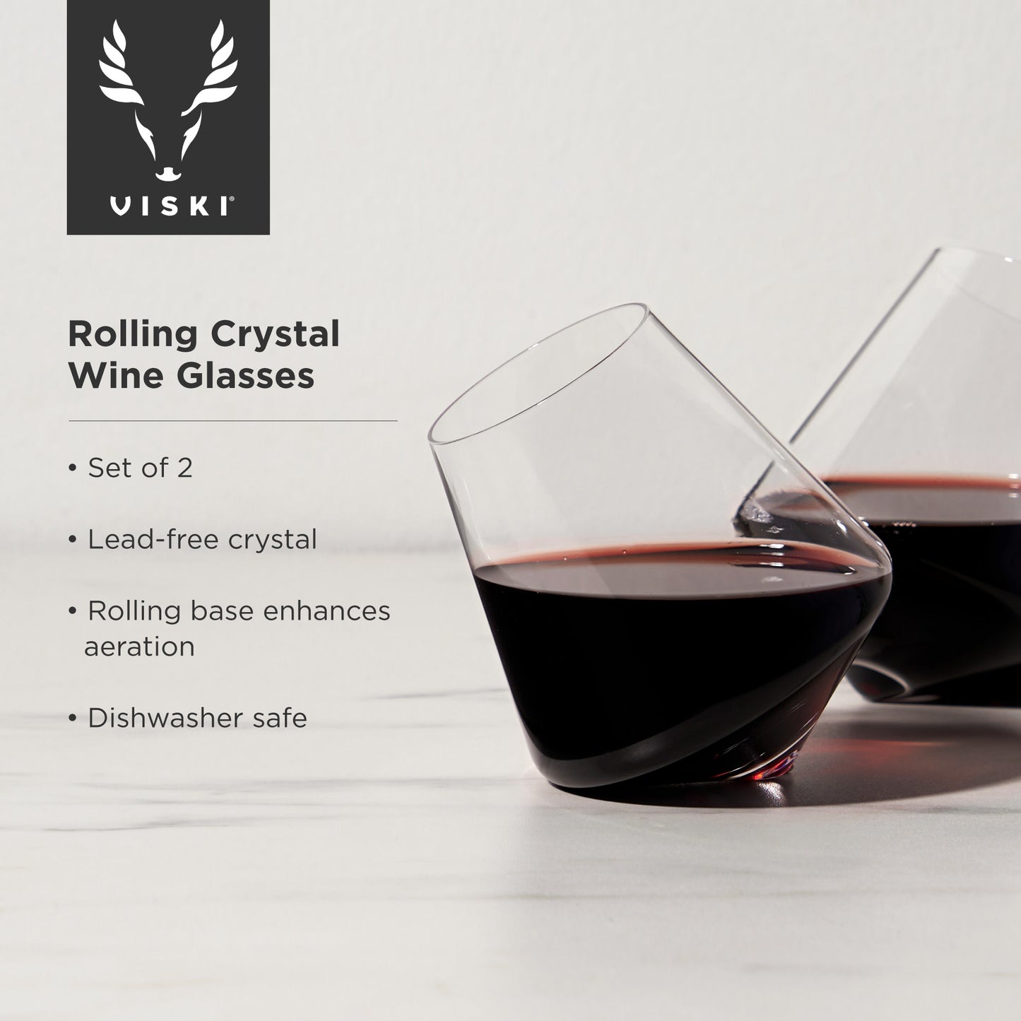 Rolling Crystal Wine Glasses Viski® (Set of 2)
