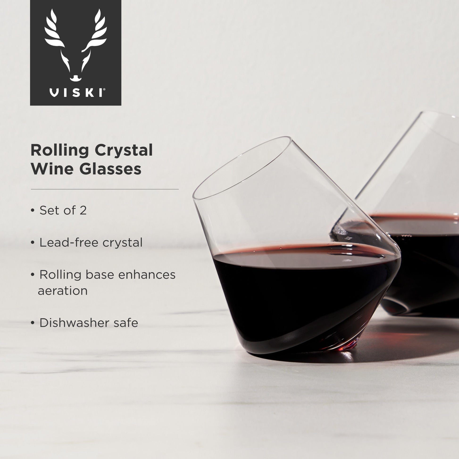 Rolling Crystal Wine Glasses Viski® (Set of 2)