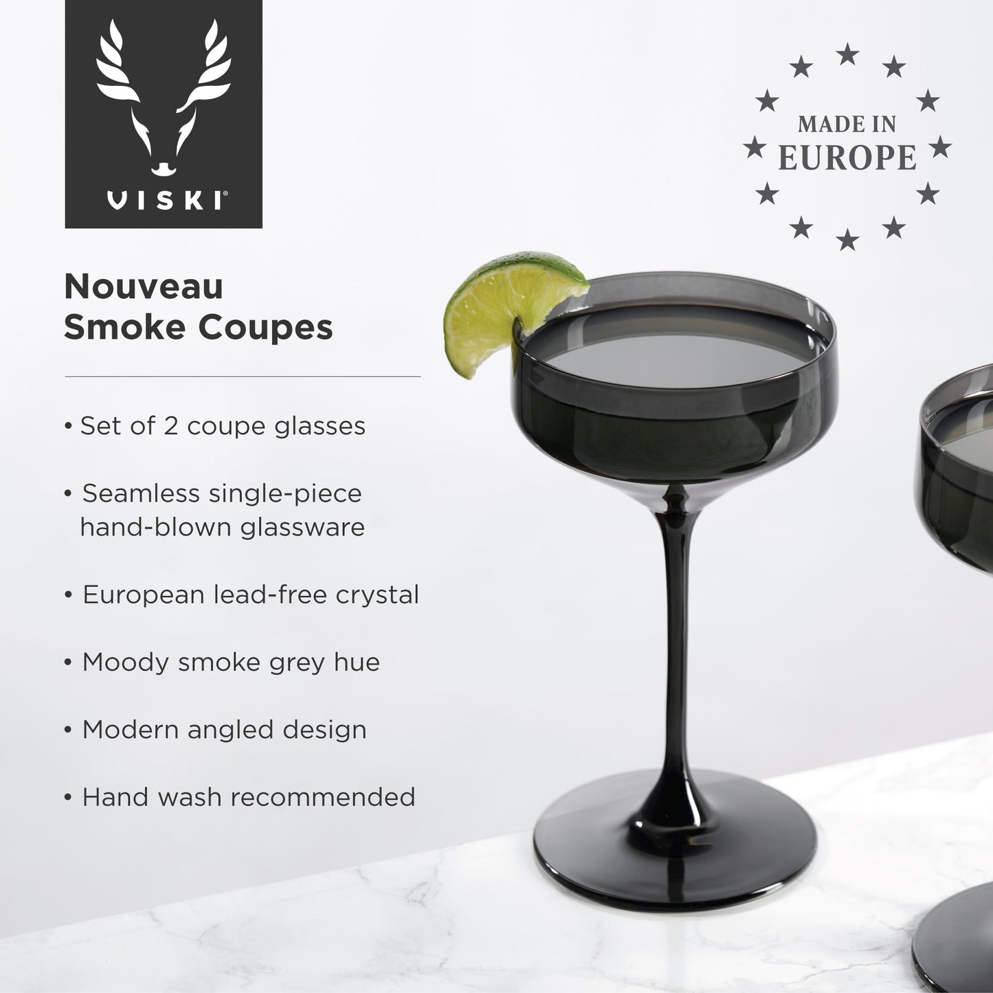 Reserve Nouveau Smoke Coupe Glasses Viski® (Set of 2)