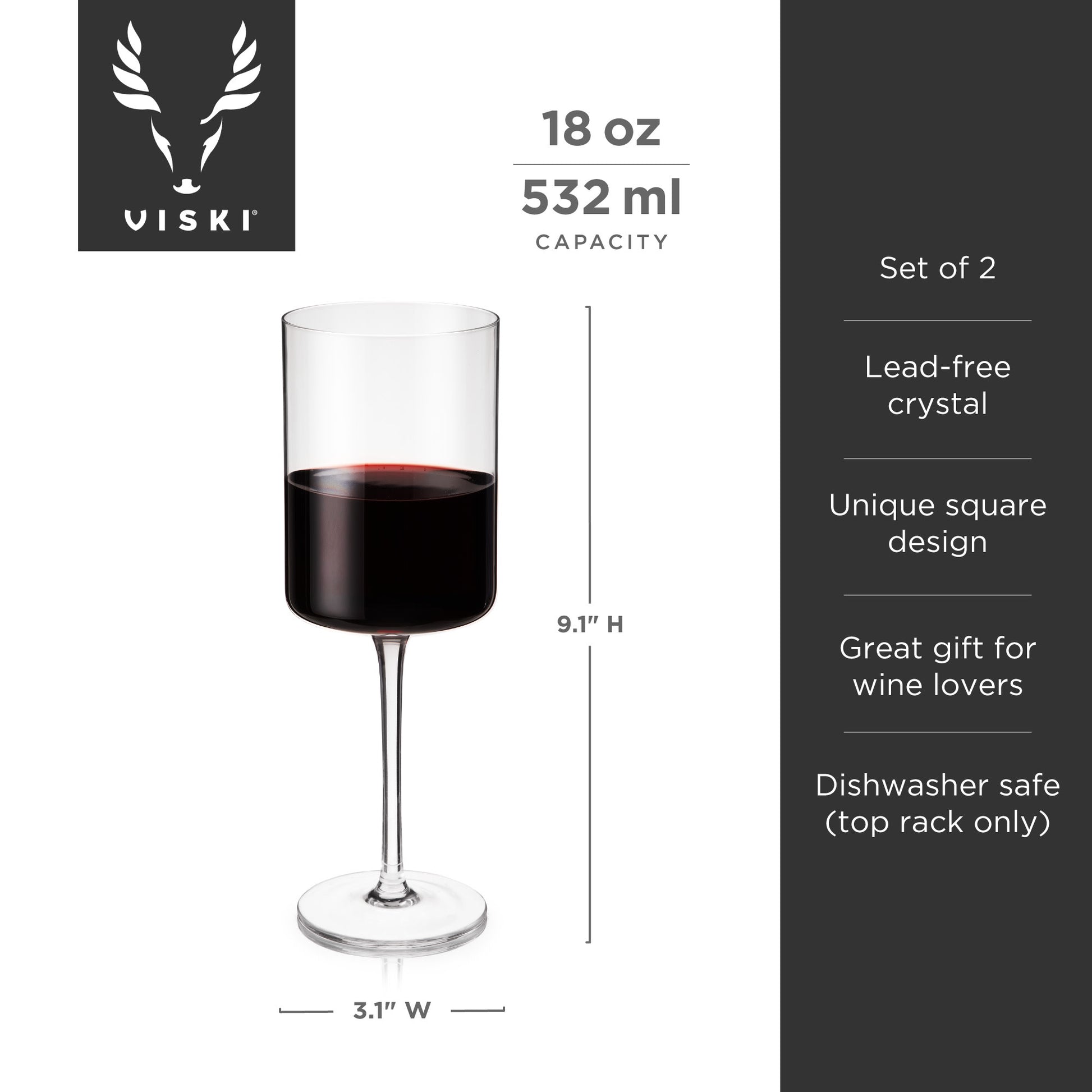 Laurel Crystal Red Wine Glasses Viski® (Set of 2)