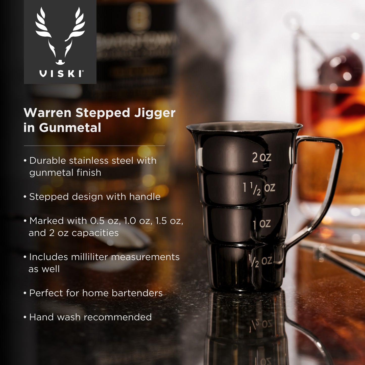 Warren Gunmental Stepped Jigger Viski®