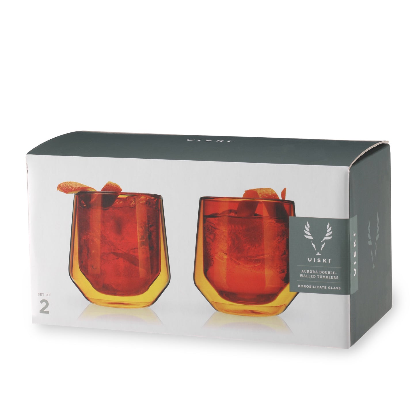 Aurora Double Walled Amber Tumblers Viski® (Set of 2)