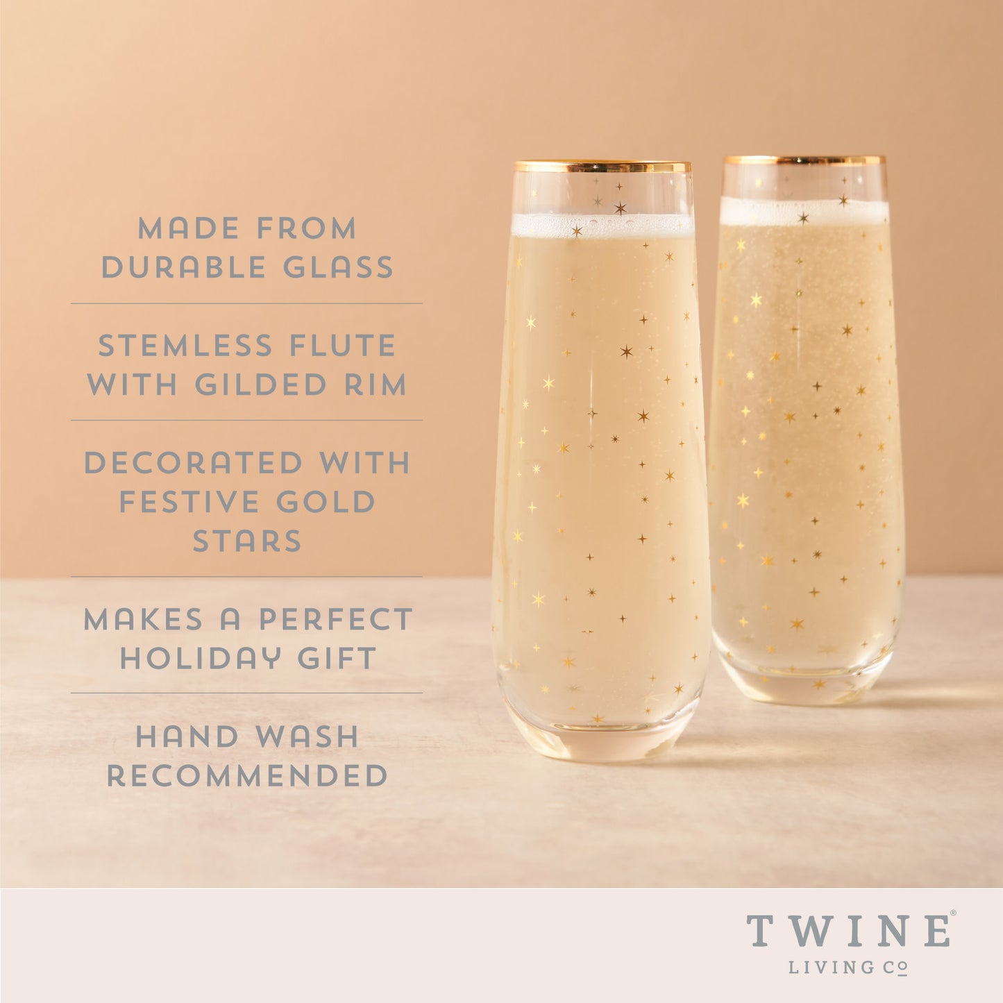 Starlight Stemless Champagne Flutes Twine® (Set of 2)