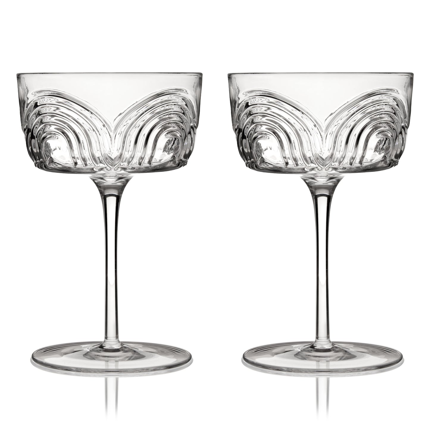 Deco Beau Crystal Coupe Glasses by Viski, Set of 2 | Barsonist