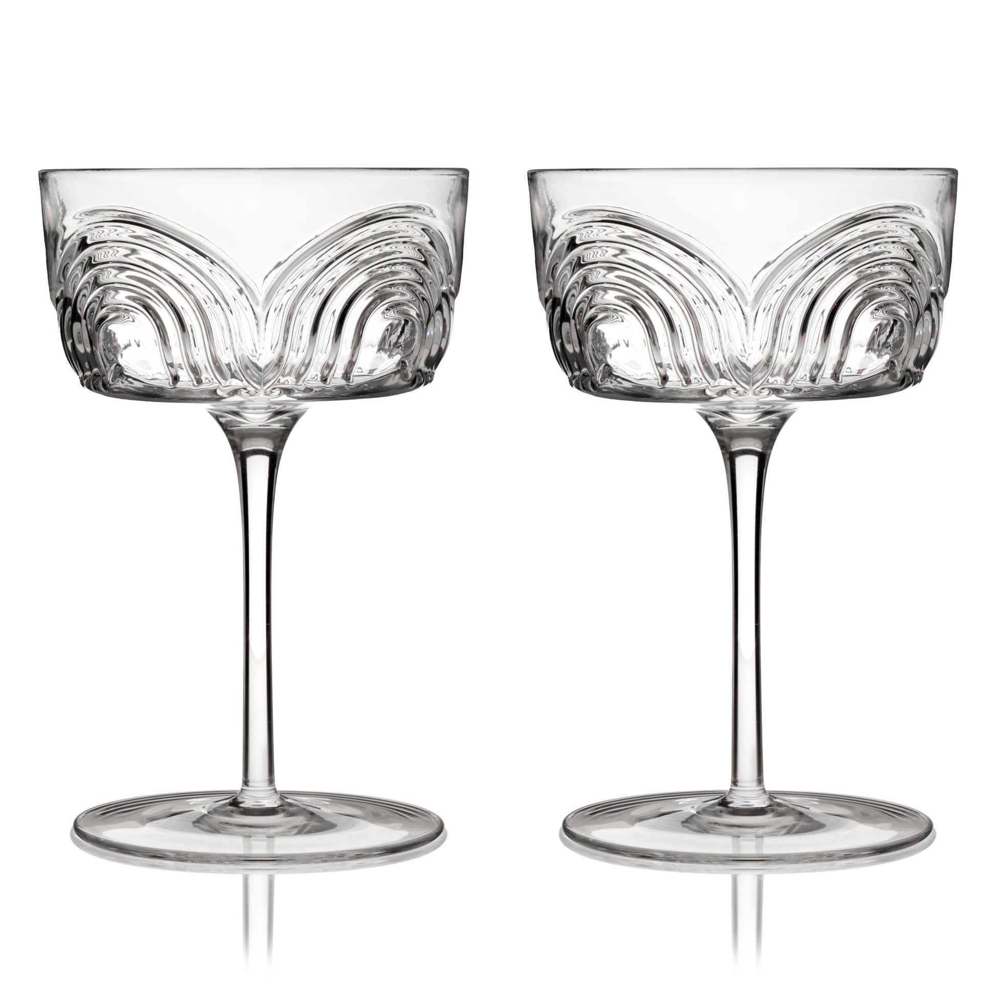 Deco Beau Crystal Coupe Glasses by Viski, Set of 2 | Barsonist