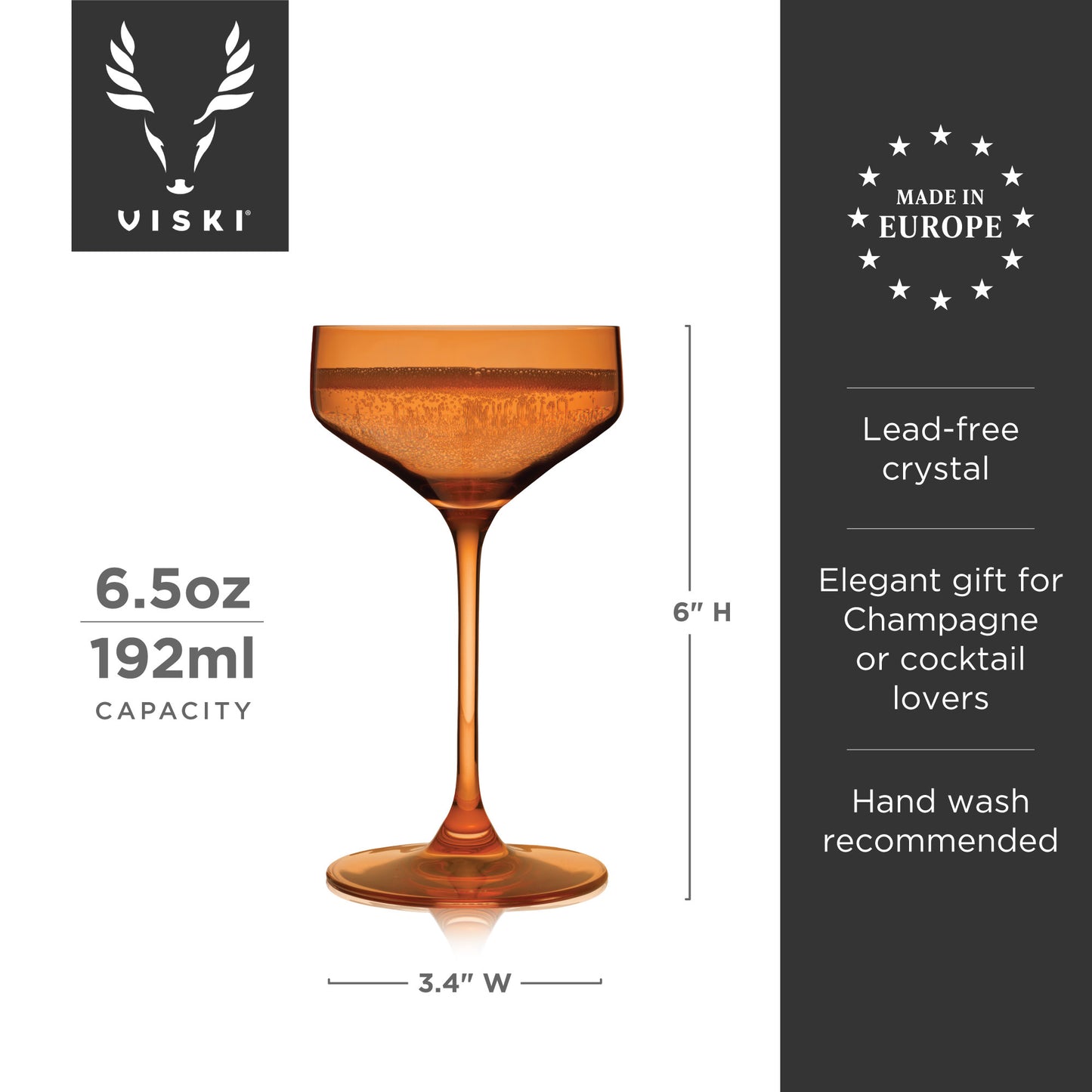 Reserve Nouveau Amber Coupe Glasses Viski® (Set of 2)