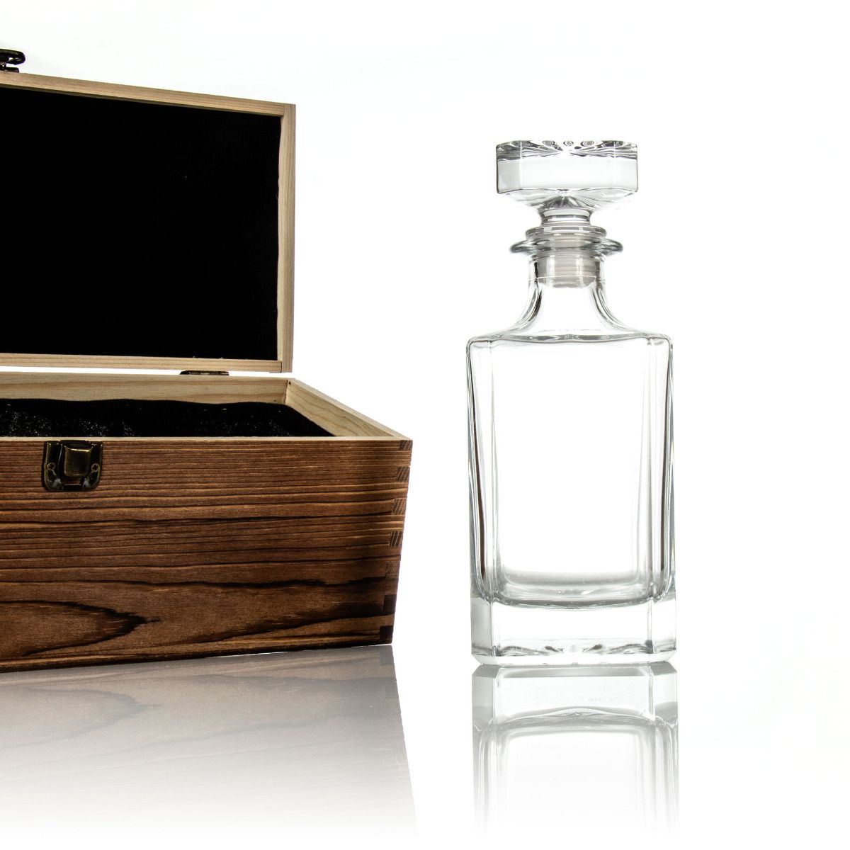 Custom Wood Box with Classic Decanter | Personalized Lead-Free Crystal Decanter with Engraved Storage Box | Barsonist