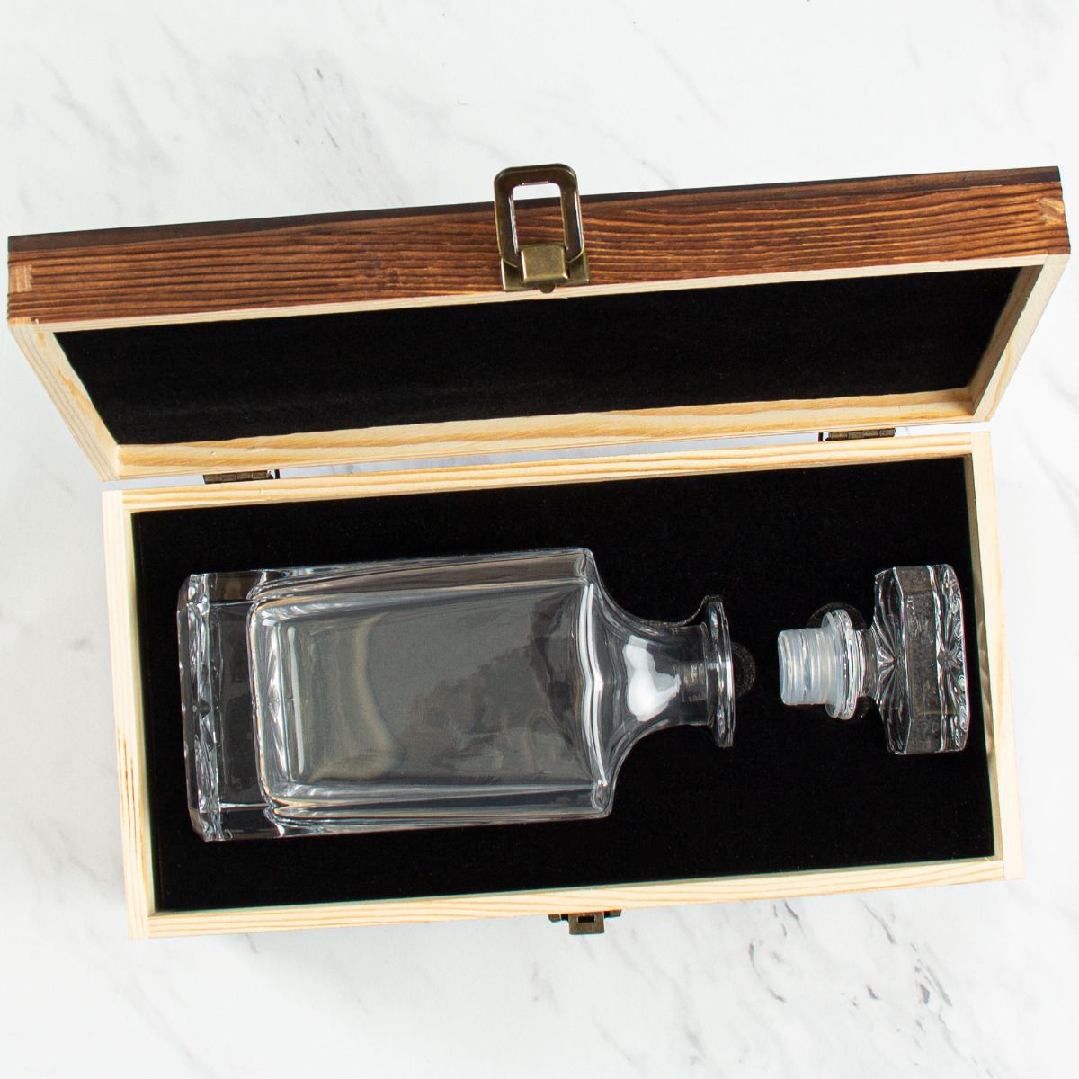 Custom Wood Box with Classic Decanter | Personalized Lead-Free Crystal Decanter with Engraved Storage Box | Barsonist