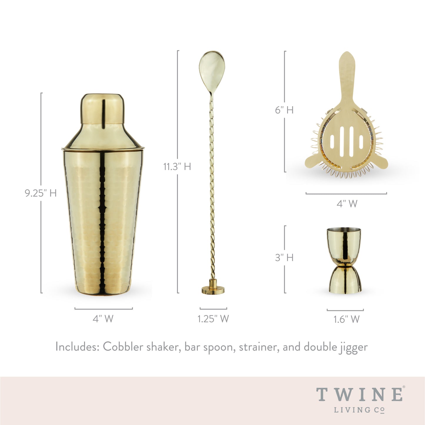 Gold Hammered Barware Set Twine®