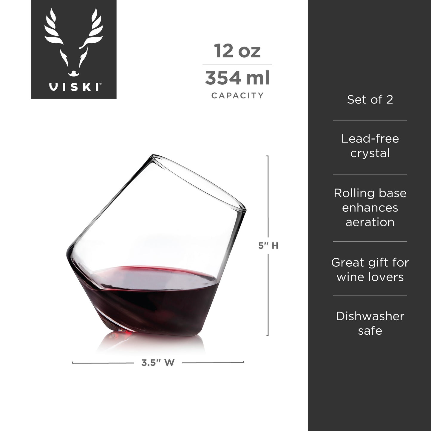 Rolling Crystal Wine Glasses Viski® (Set of 2)