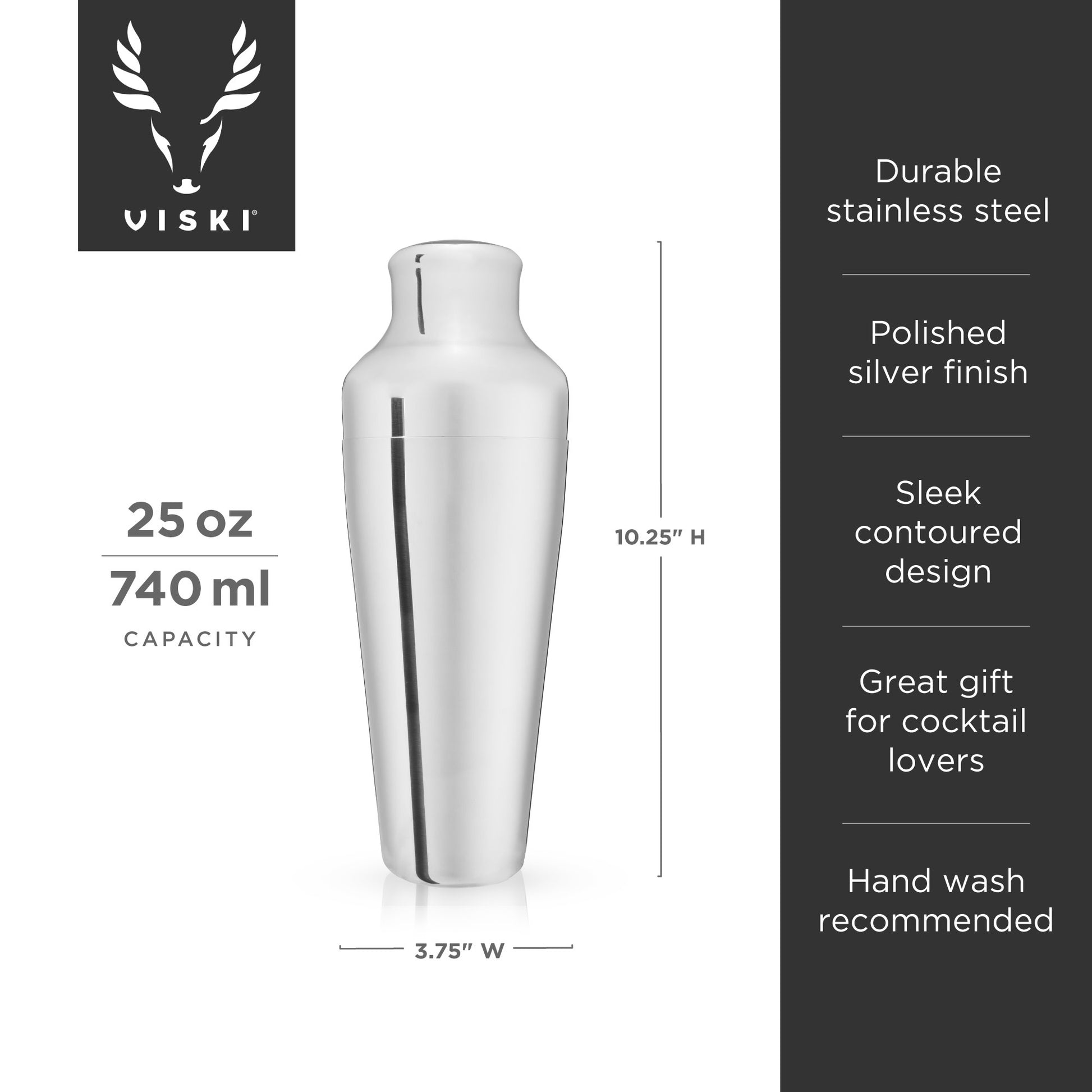 Harrison Parisian Cocktail Shaker in Silver Viski®