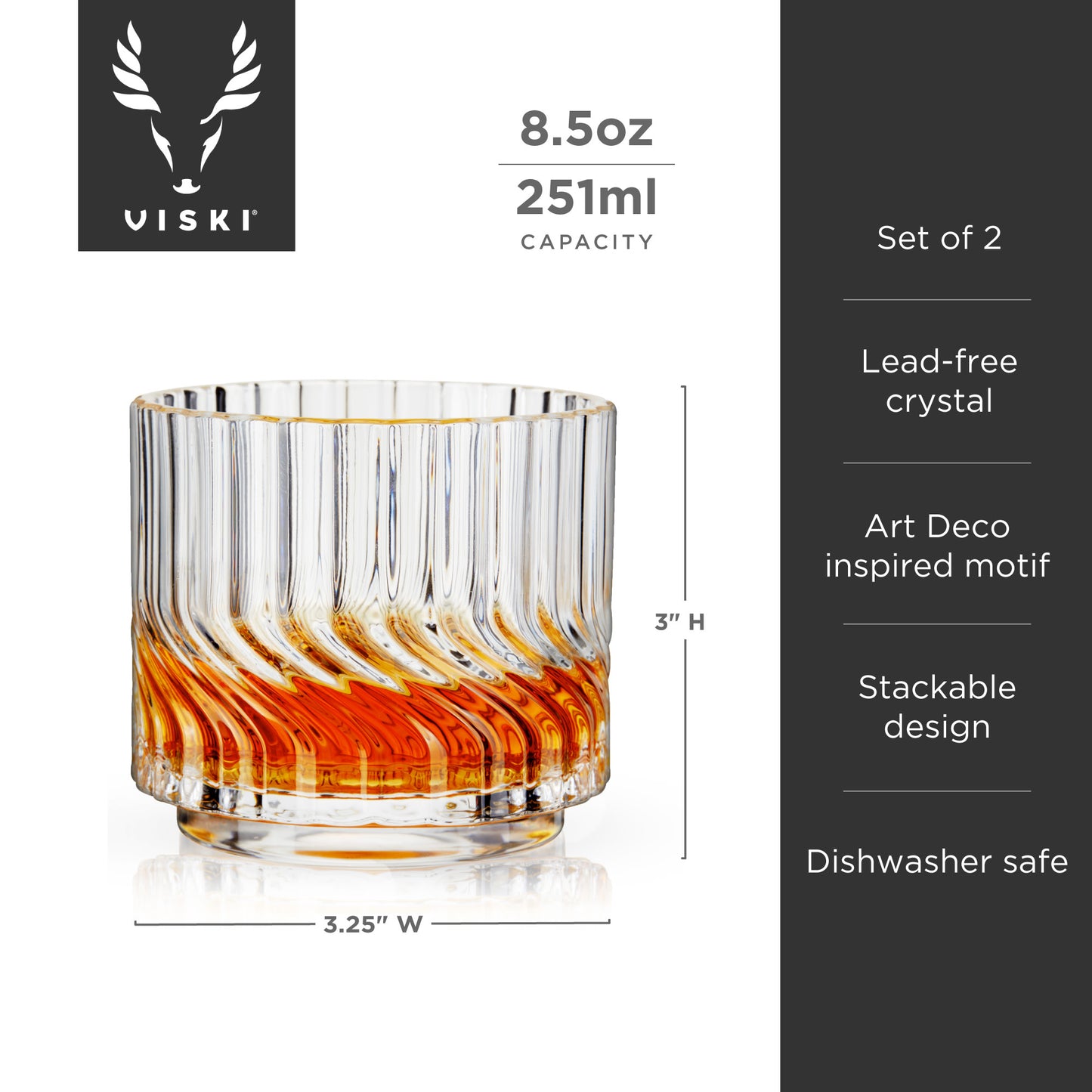 Zephyr Crystal Lowball Tumblers Viski® (Set of 2)
