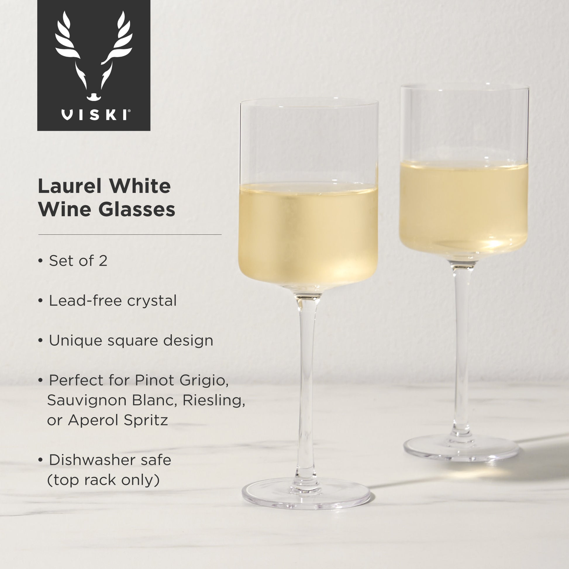 Laurel Crystal White Wine Glasses Viski® (Set of 2)