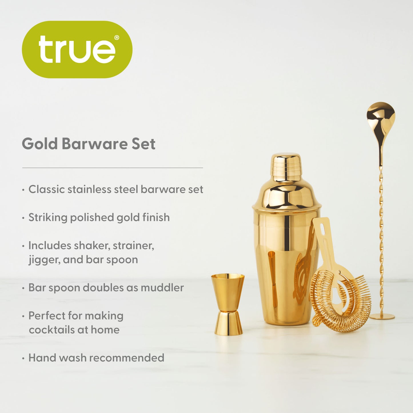 4 Piece Gold Barware Set True