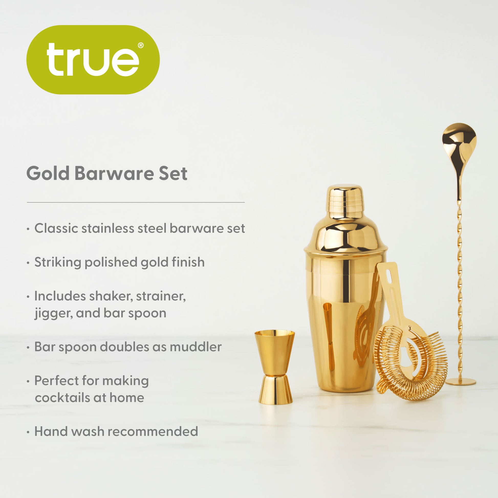 4 Piece Gold Barware Set True