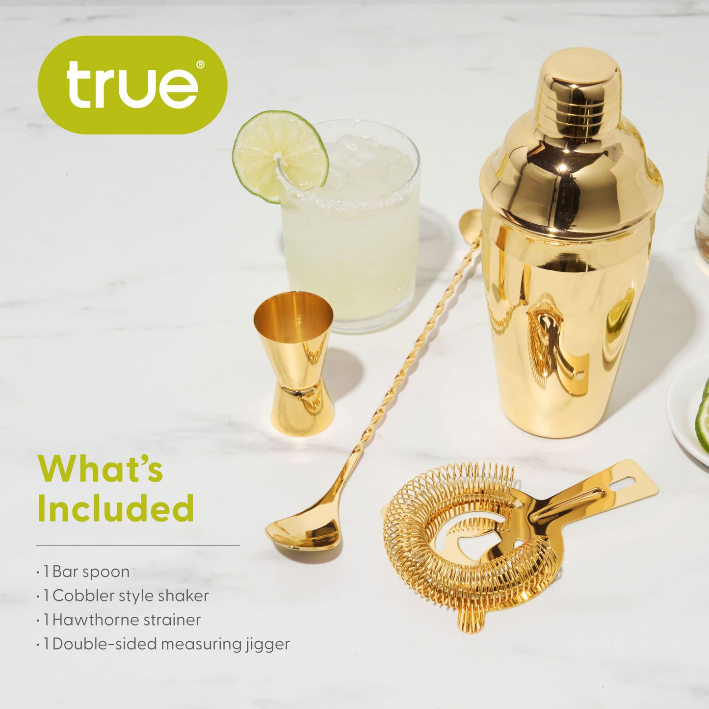 4 Piece Gold Barware Set True