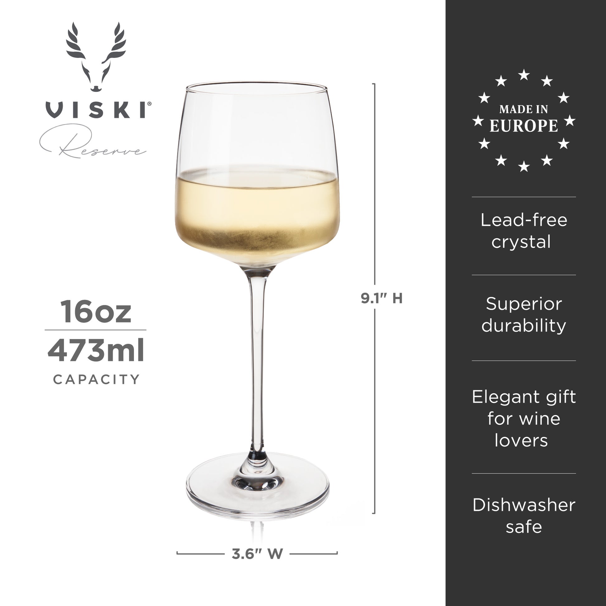 Reserve Julien Crystal Chardonnay Glasses Viski® (Set of 4)