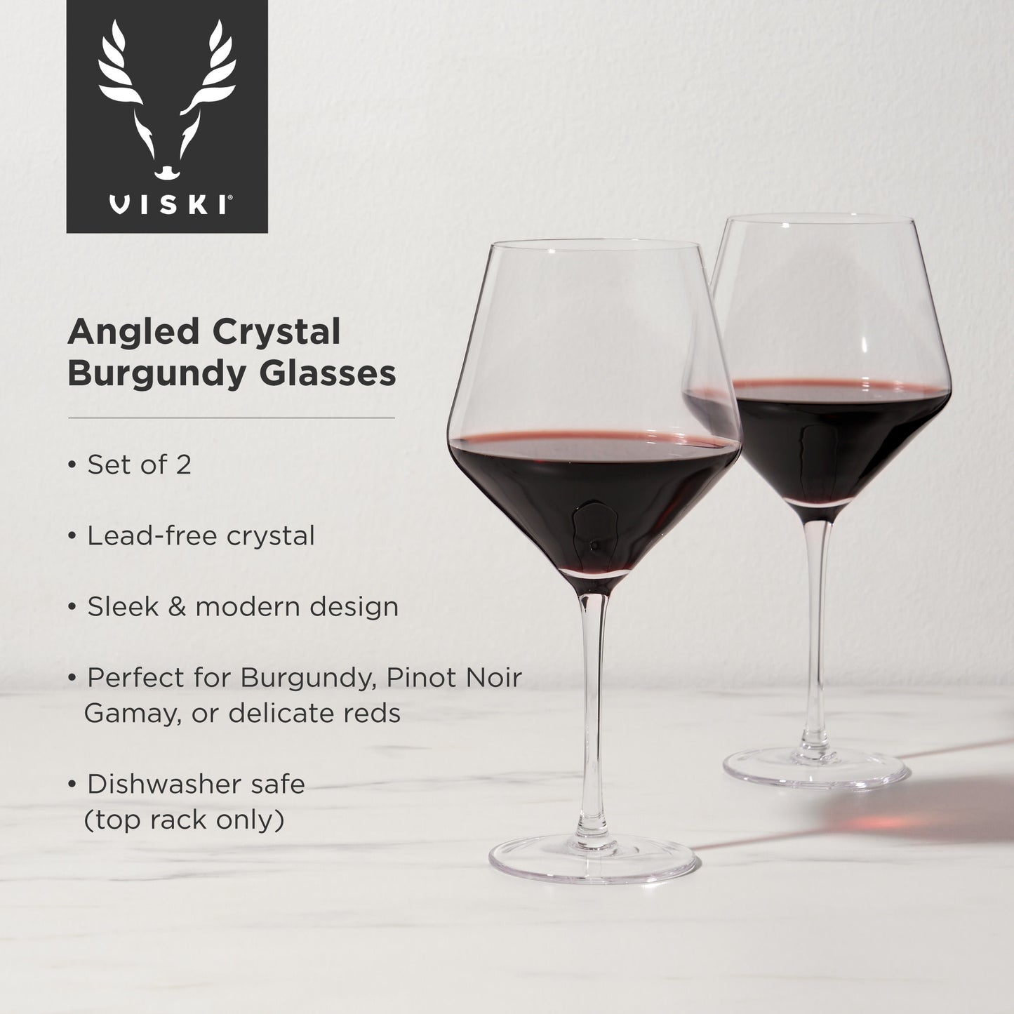 Raye Crystal Angled Burgundy Glasses Viski® (Set of 2)