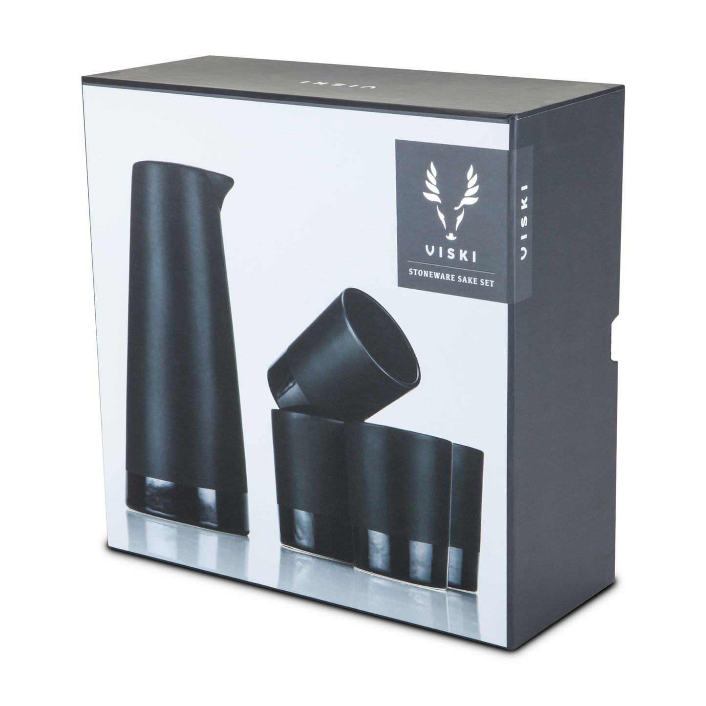 5 Piece Black Stoneware Sake Set Viski®