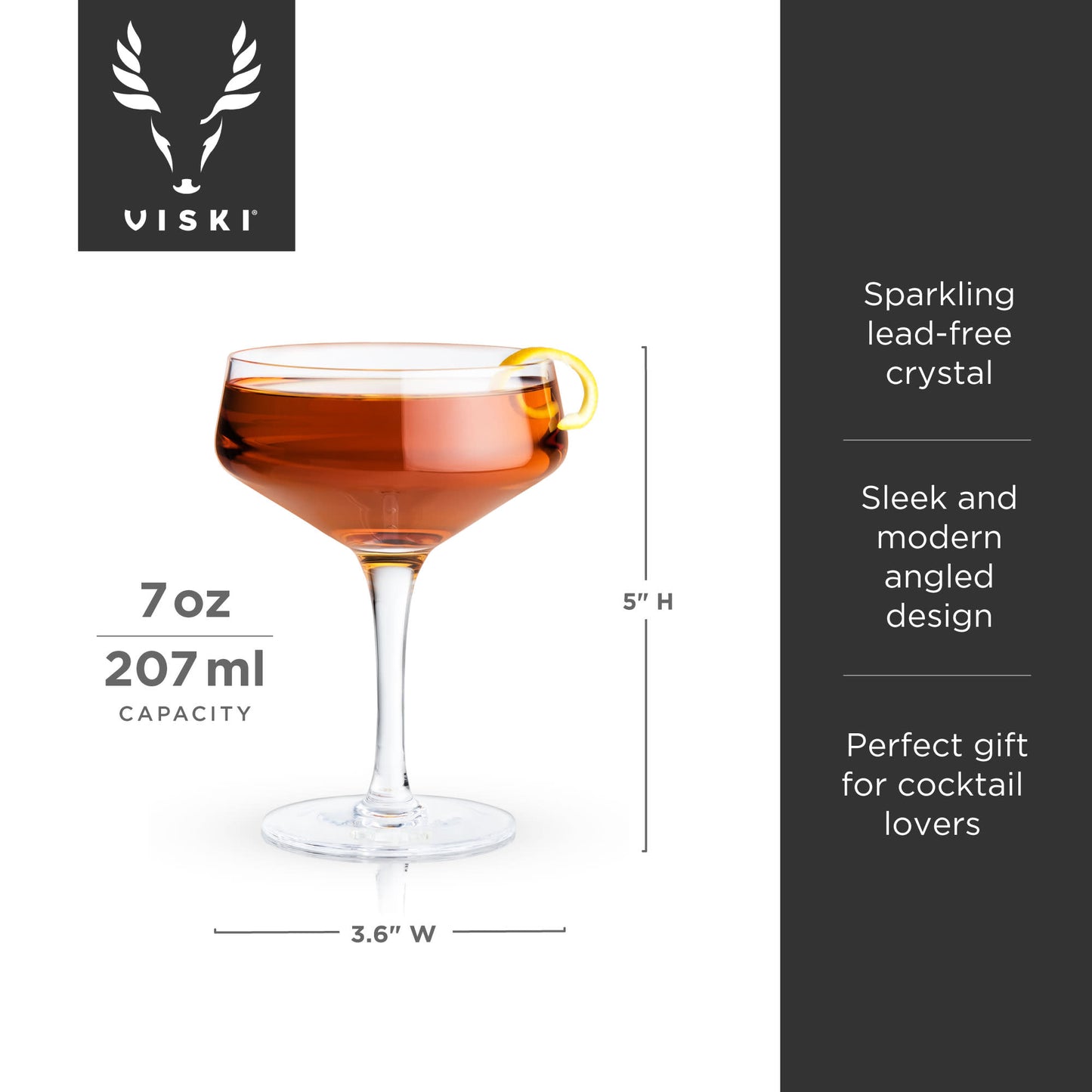 Raye Crystal Angled Coupe Glasses Viski® (Set of 2)