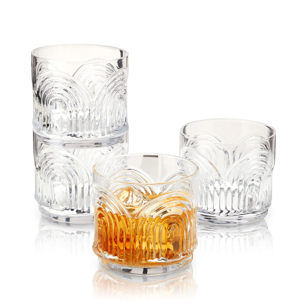 Deco Beau Crystal Lowball Tumblers Viski® (Set of 4)