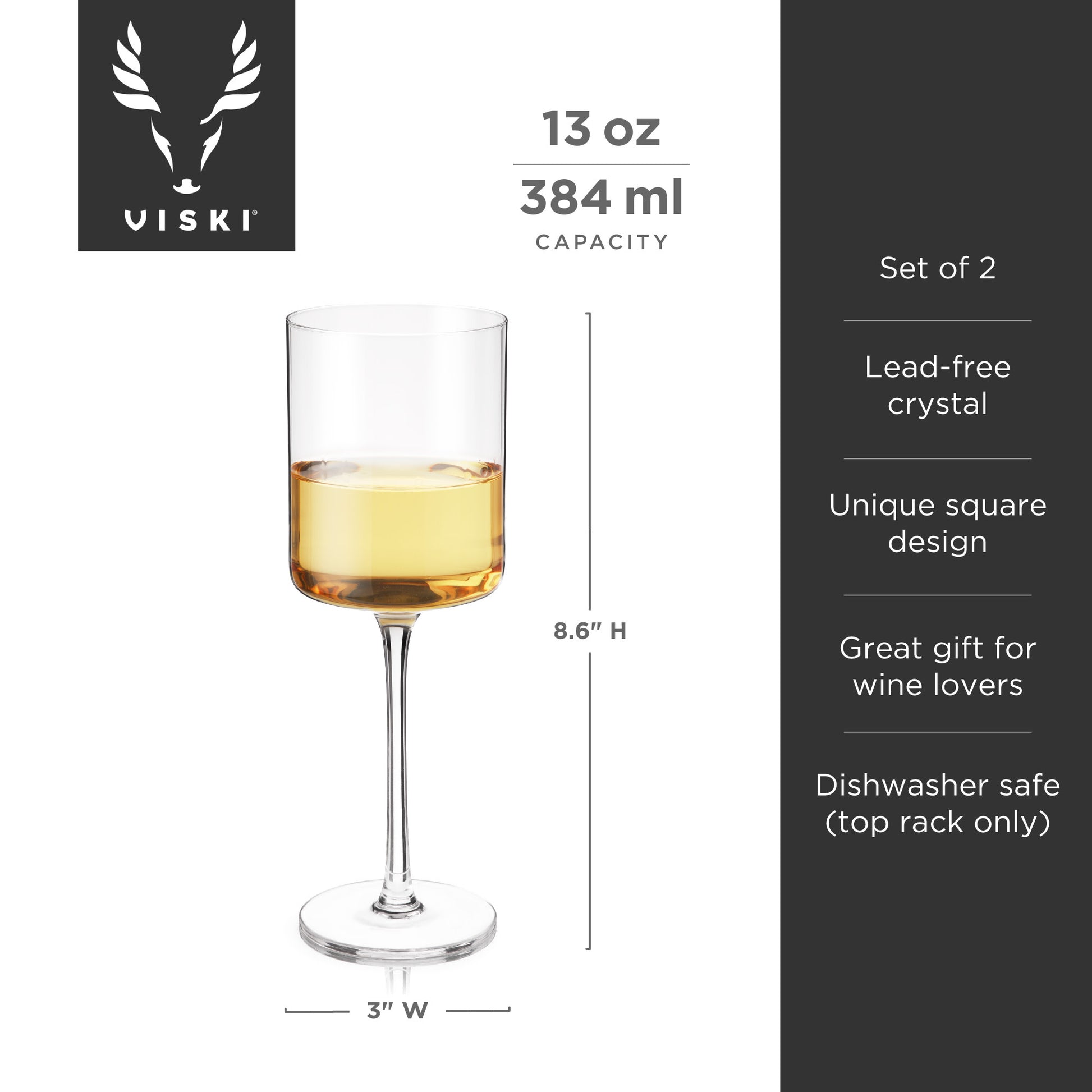 Laurel Crystal White Wine Glasses Viski® (Set of 2)