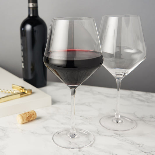 Raye Crystal Angled Burgundy Glasses Viski® (Set of 2)