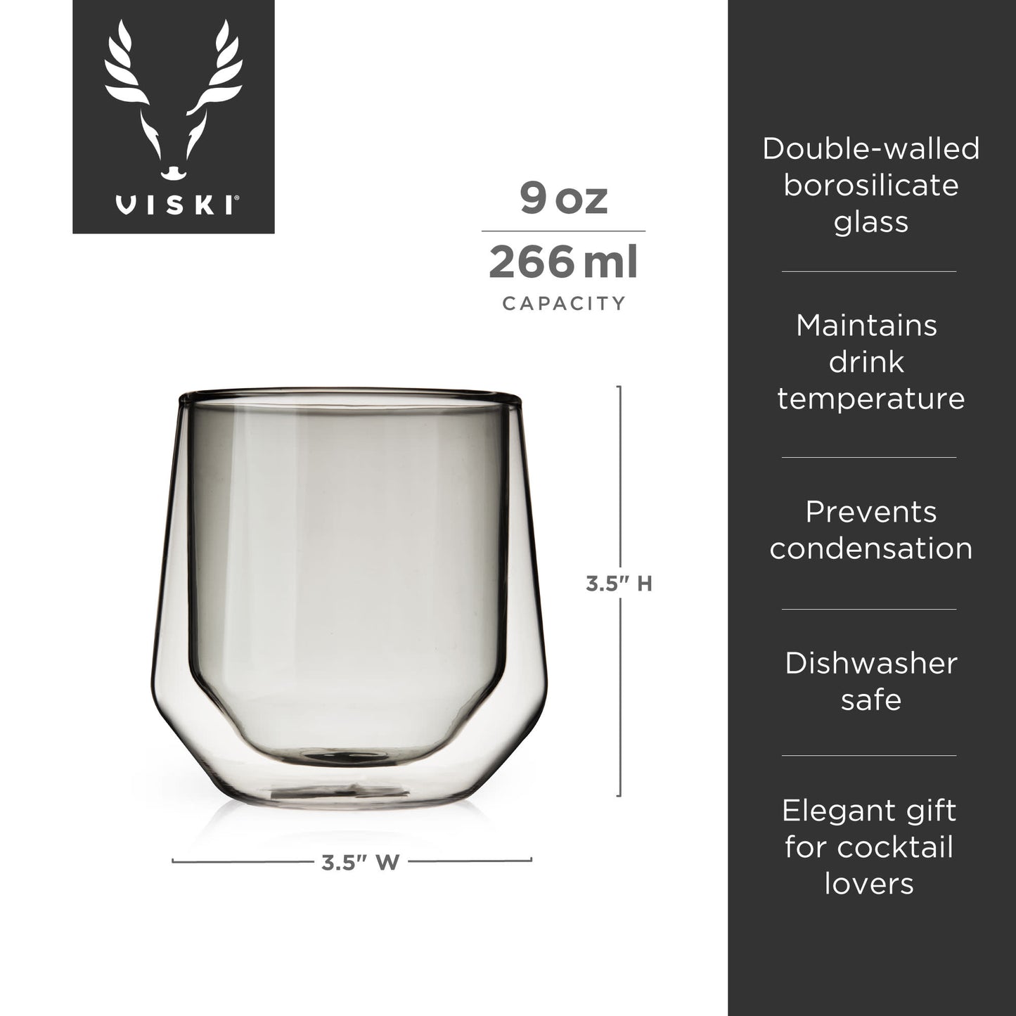 Aurora Double Walled Smoke Tumblers Viski® (Set of 2)