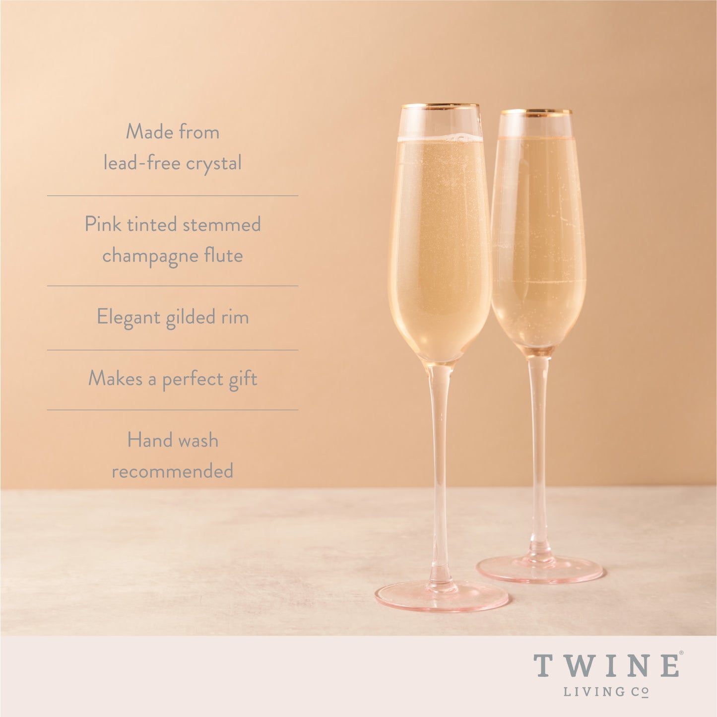 Rose Crystal Champagne Flute Set by Twine®