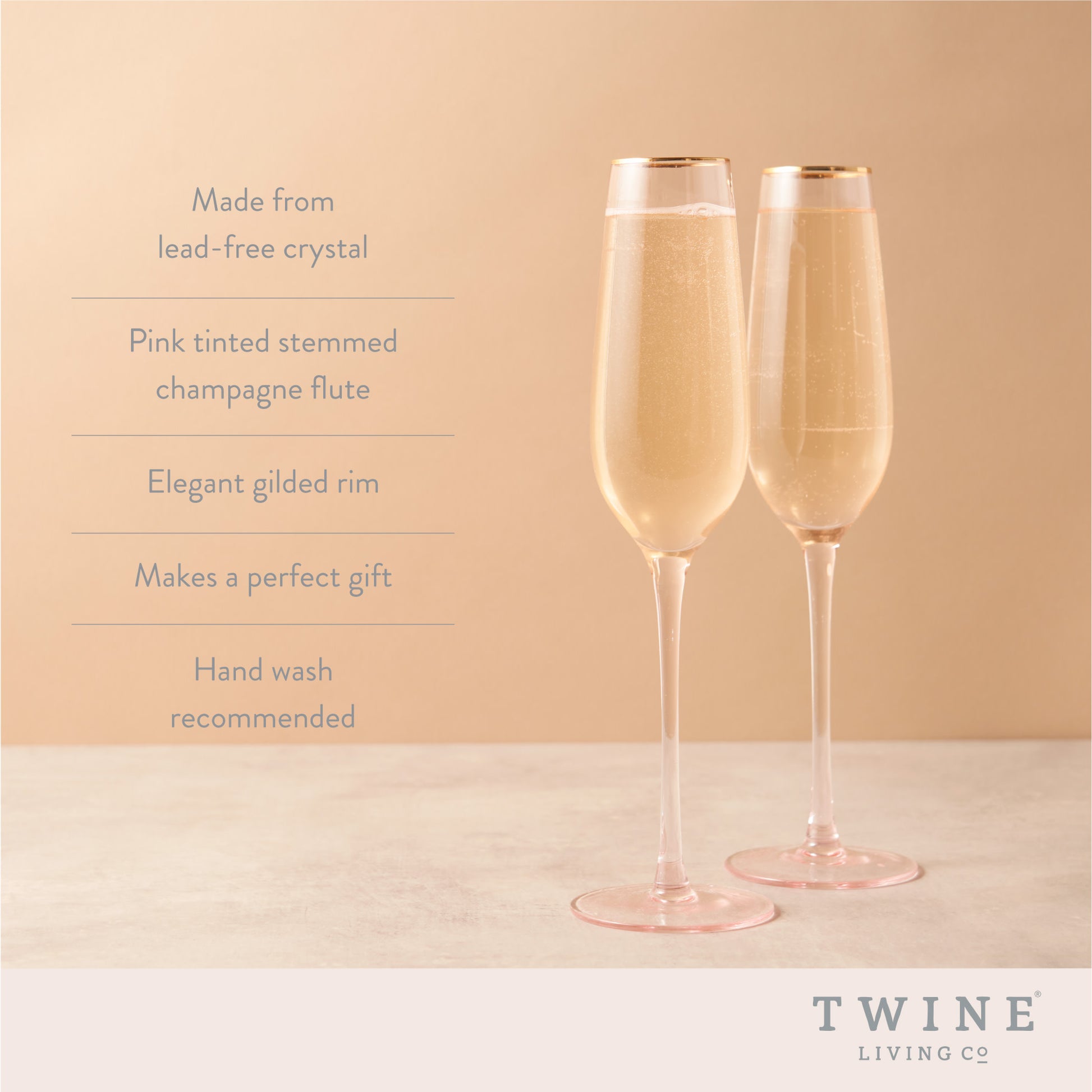 Rose Crystal Champagne Flute Set by Twine®